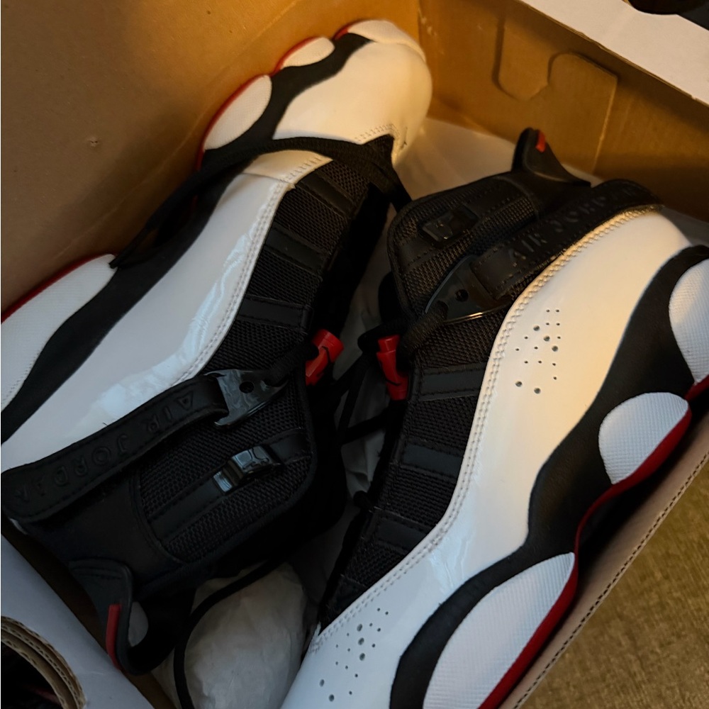 Jordan 6 Rings GS Black and University Red Sneakers